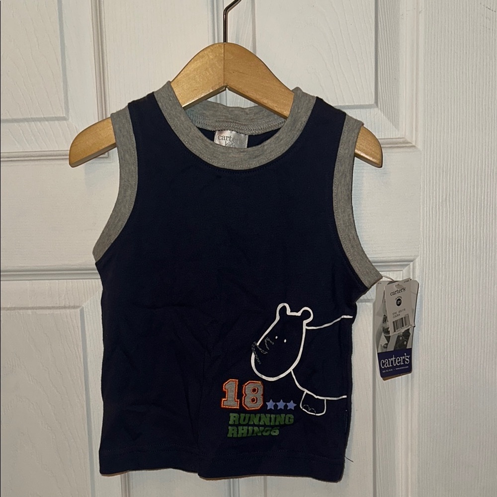 Carter's Navy Blue Running Rhino Tank Top